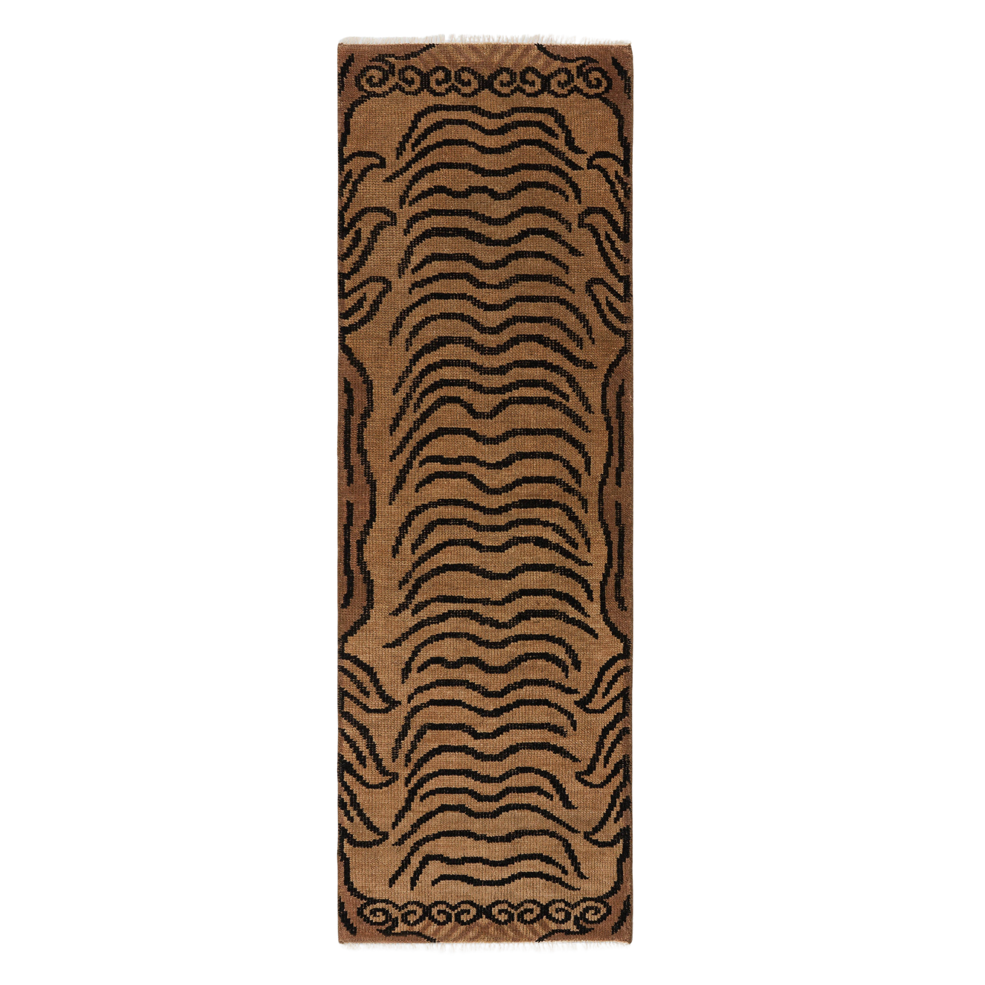 a tiger printed runner rug