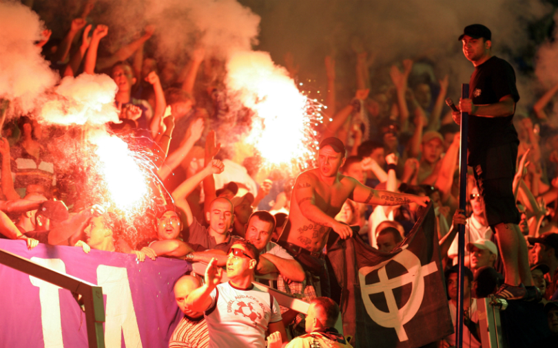 Hajduk Split training watched by 3,000 rowdy fans with flares and banners  ahead of fierce derby against Dinamo Zagreb