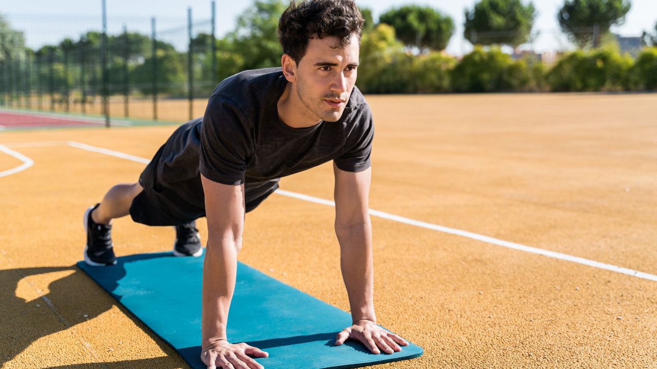 Man performing a push up