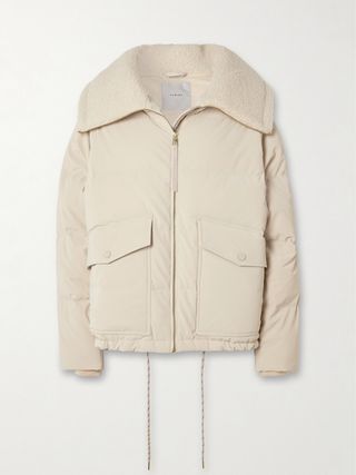 Roseville Faux Shearling-Trimmed Faux Nubuck Down Jacket