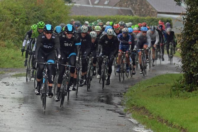 Matthew Hayman and Ian Stannard lead Sky's chase in the pouring rain