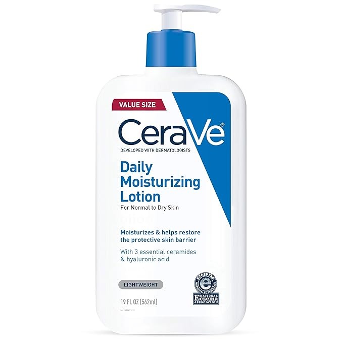 CeraVe, Cerave Daily Moisturizing Lotion for Dry Skin, Body Lotion &amp;amp; Face Moisturizer With Hyaluronic Acid and Ceramides, Daily Moisturizer, Fragrance Free, Oil-Free, 19 Ounce