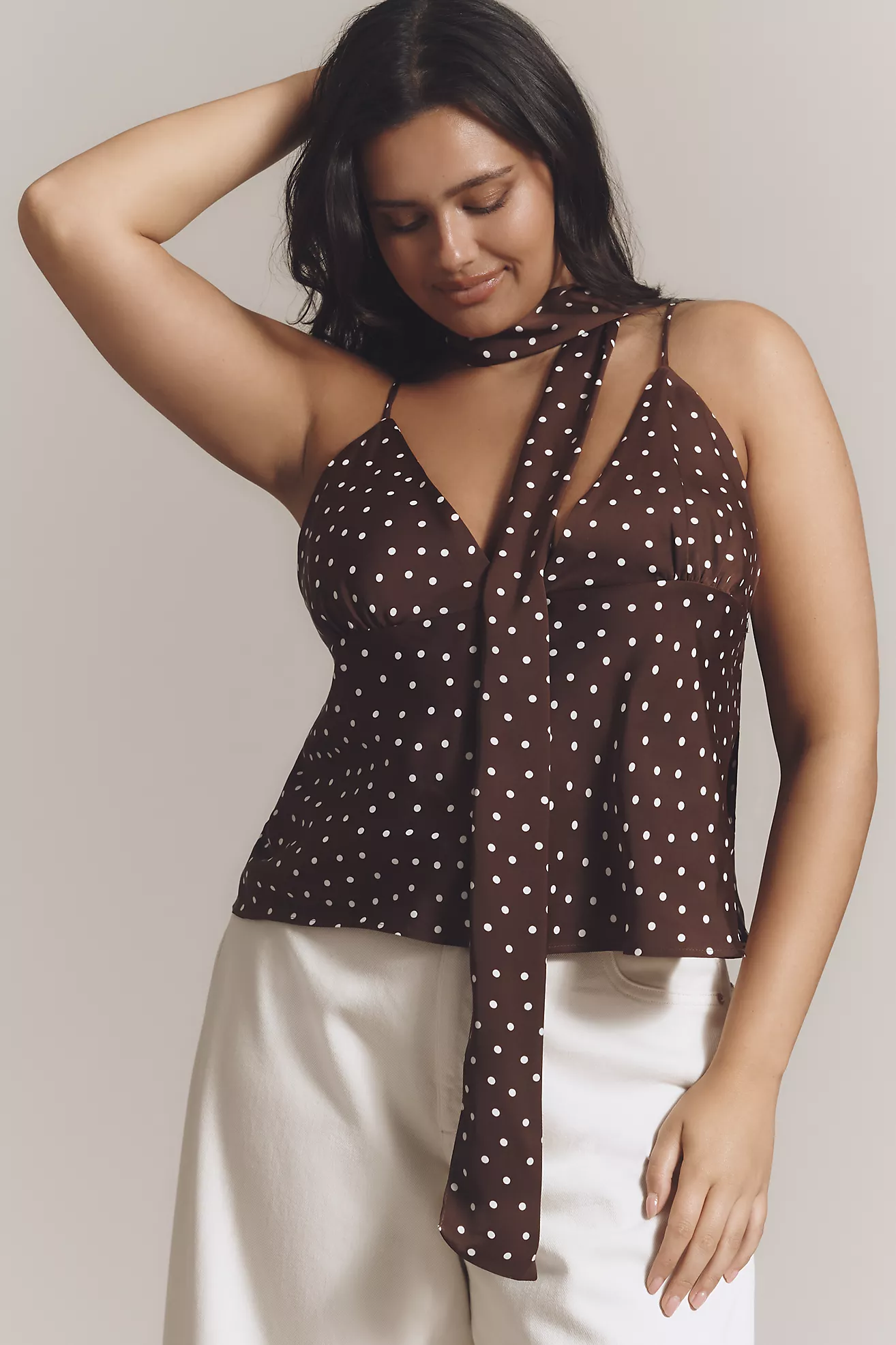 The Clara Scarf-Neck Printed V-Neck Cami by Maeve