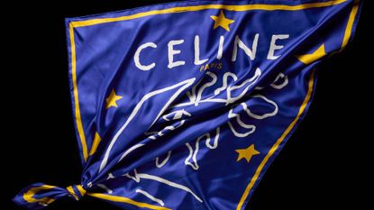 Celine Silk Scarf on Black Background