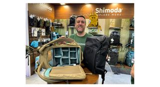 Photo of Shimoda Europe's Danny Dullforce with an Urban Explore camera bag