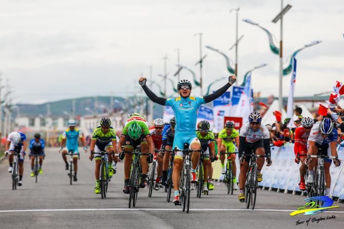 Marco Benfatto (Astana) celebrates victory