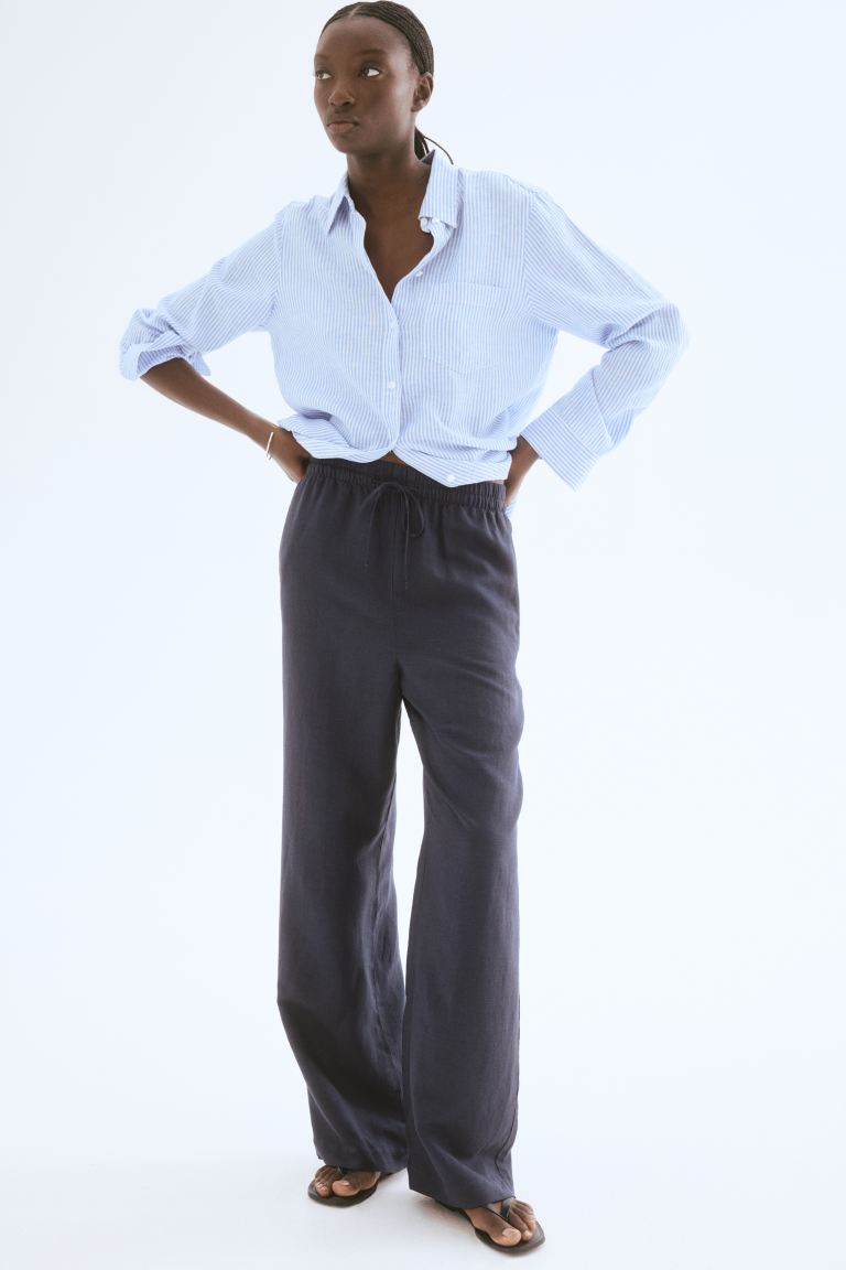 Linen-Blend Pants