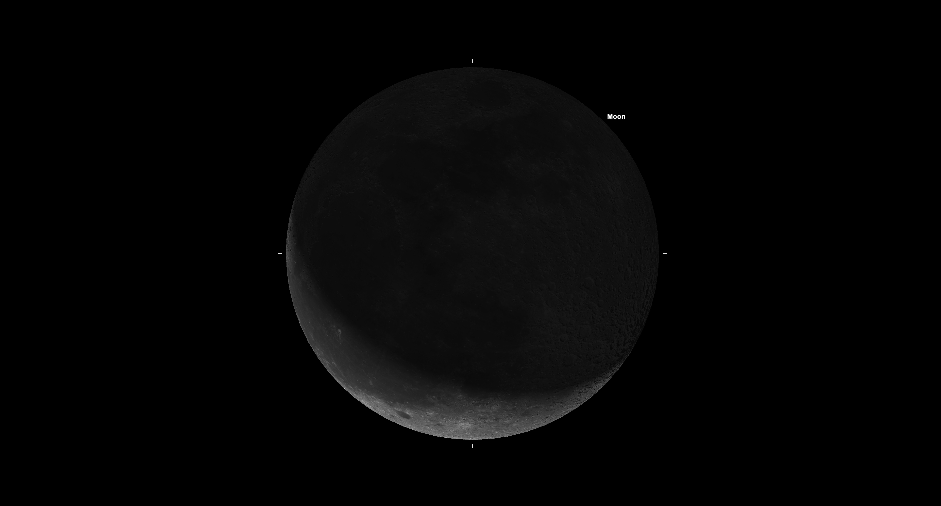 Close-up view of a slender waning crescent moon, with the unlit portion of the lunar disk faintly visible due to earthshine.