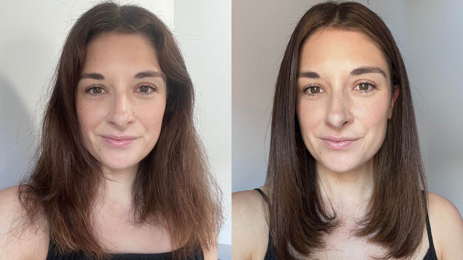 Beauty Editor Jess Beech before and after using the ghd Sculpt