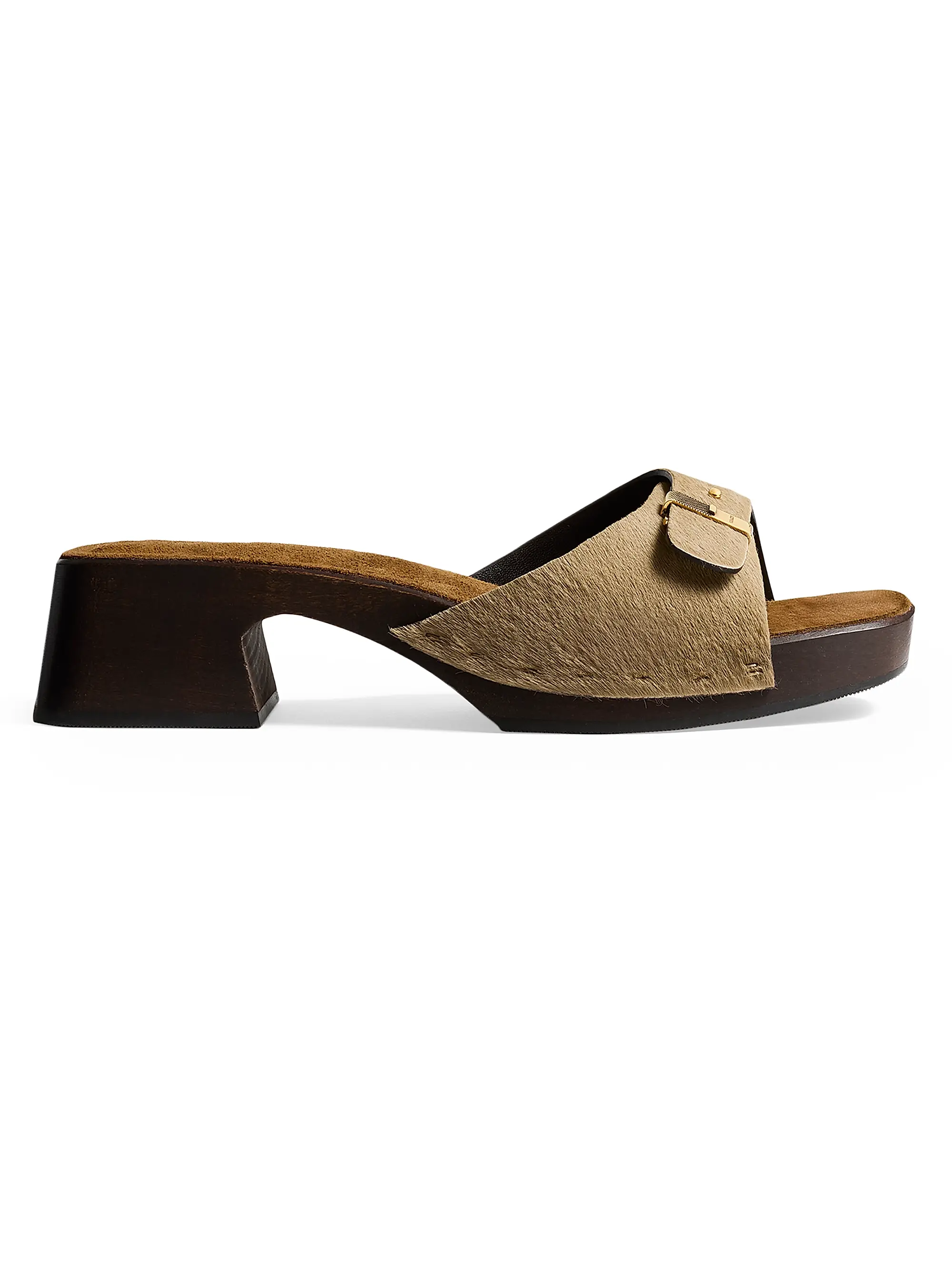 Britt Buckle-Detail Calf Hair Sandals