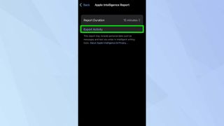 Apple Intelligence Export highlighted