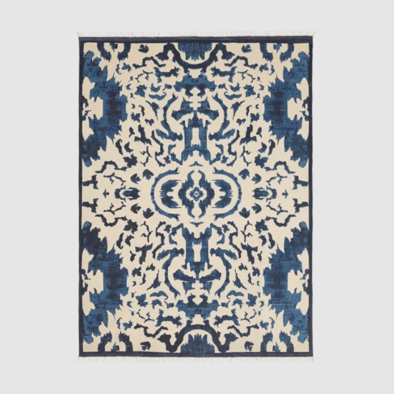 blue patterned rug