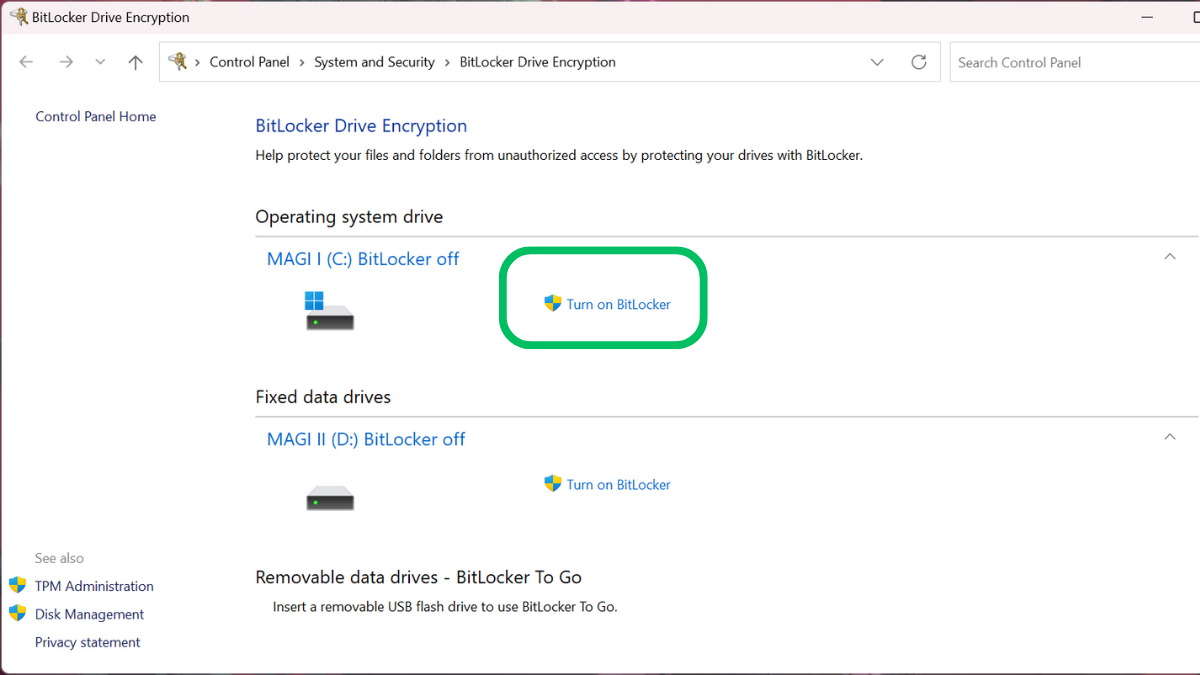 Habilitar o deshabilitar el cifrado de Bitlocker en Windows