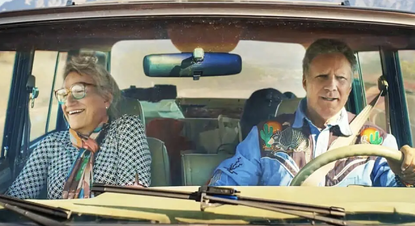 Harper Steele and Will Ferrell in a car together in Will & Harper, one of September's new Netflix movies