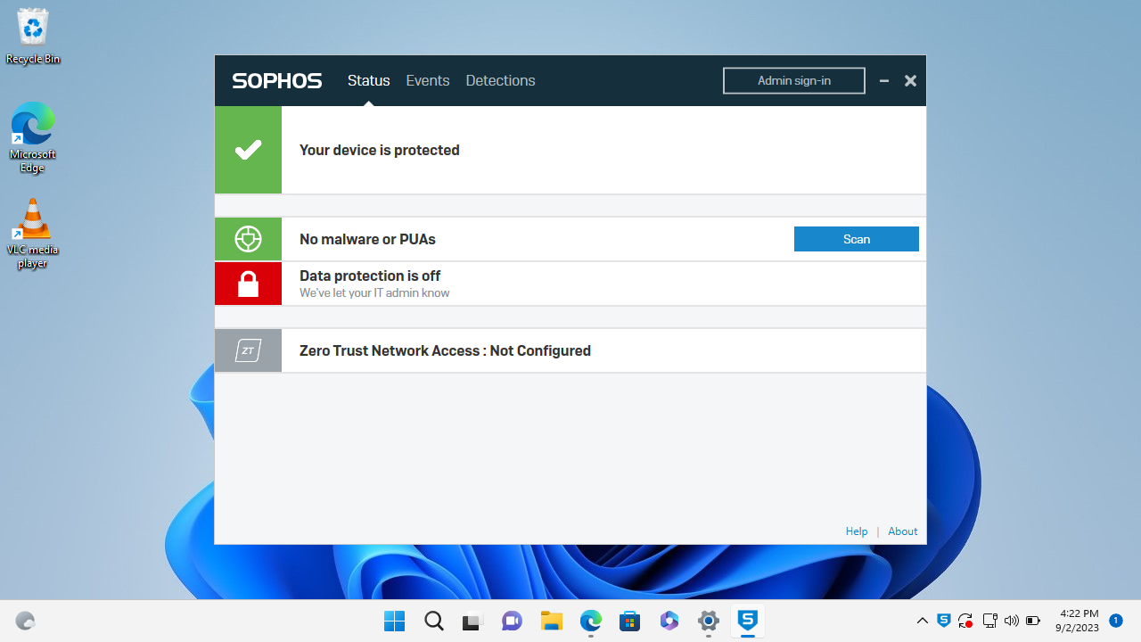 Sophos Intercept X Advanced: Interface