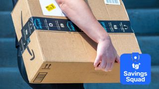 Carrying an Amazon cardboard box