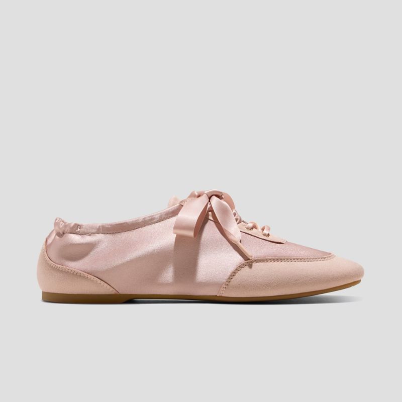 Vivaia, Square-Toe Lace-Up Satin Sneakerina