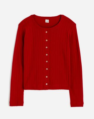 Madewell X Leset Pointelle Classic Crew Cardigan