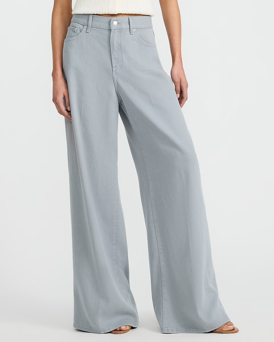 express, High Waisted Dusty Wash Relaxed Wide Leg Jeans