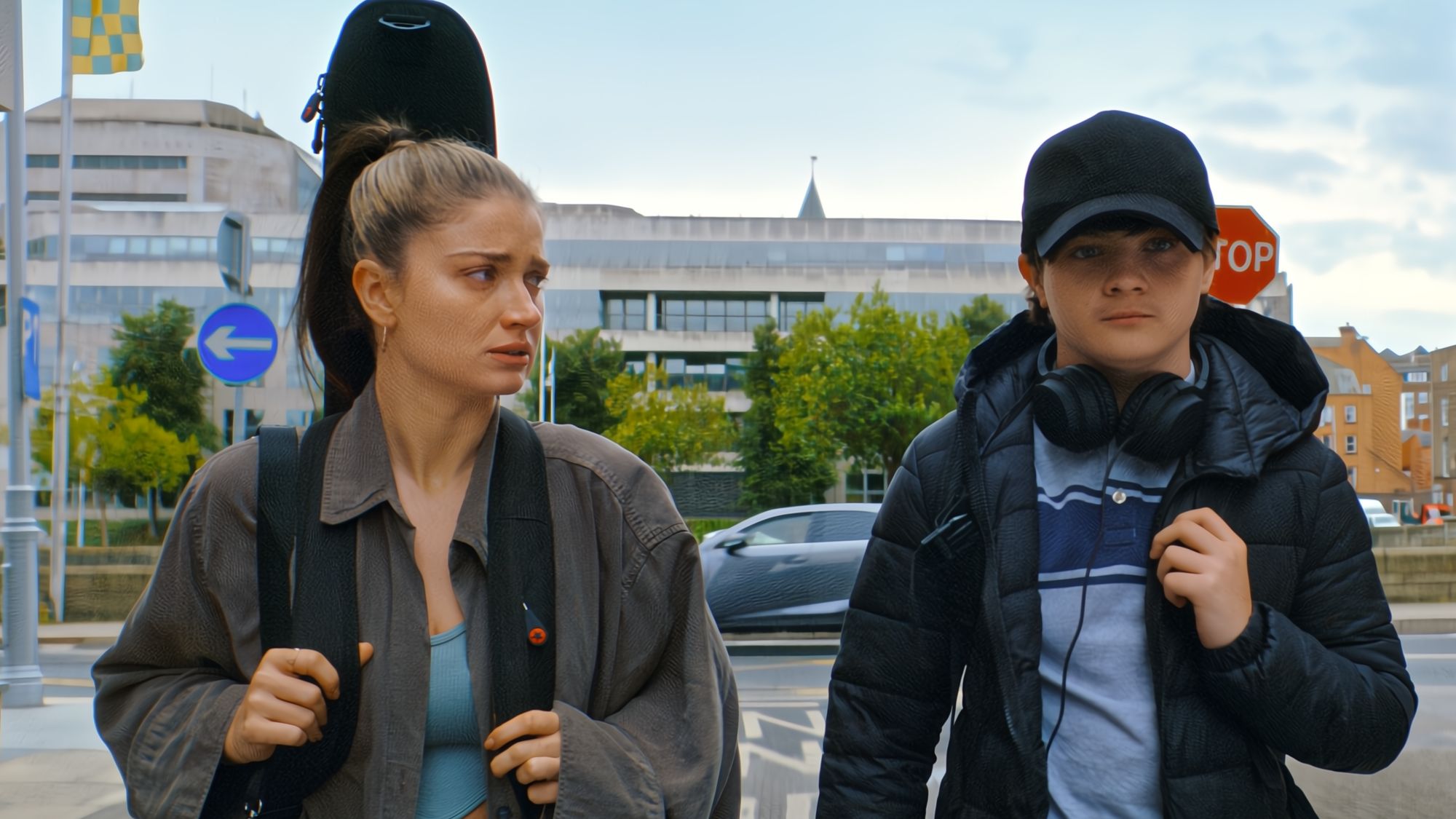 Eve Hewson and Oren Kinlan in Flora and Son