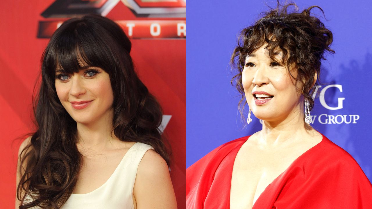 celeb thick hairstyles zooey deschanel sandra oh