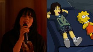 Billie Eilish singing Happier Than Ever at the 2022 Grammys and Billie Eilish and Lisa in Simpsons short When Billie Met Lisa