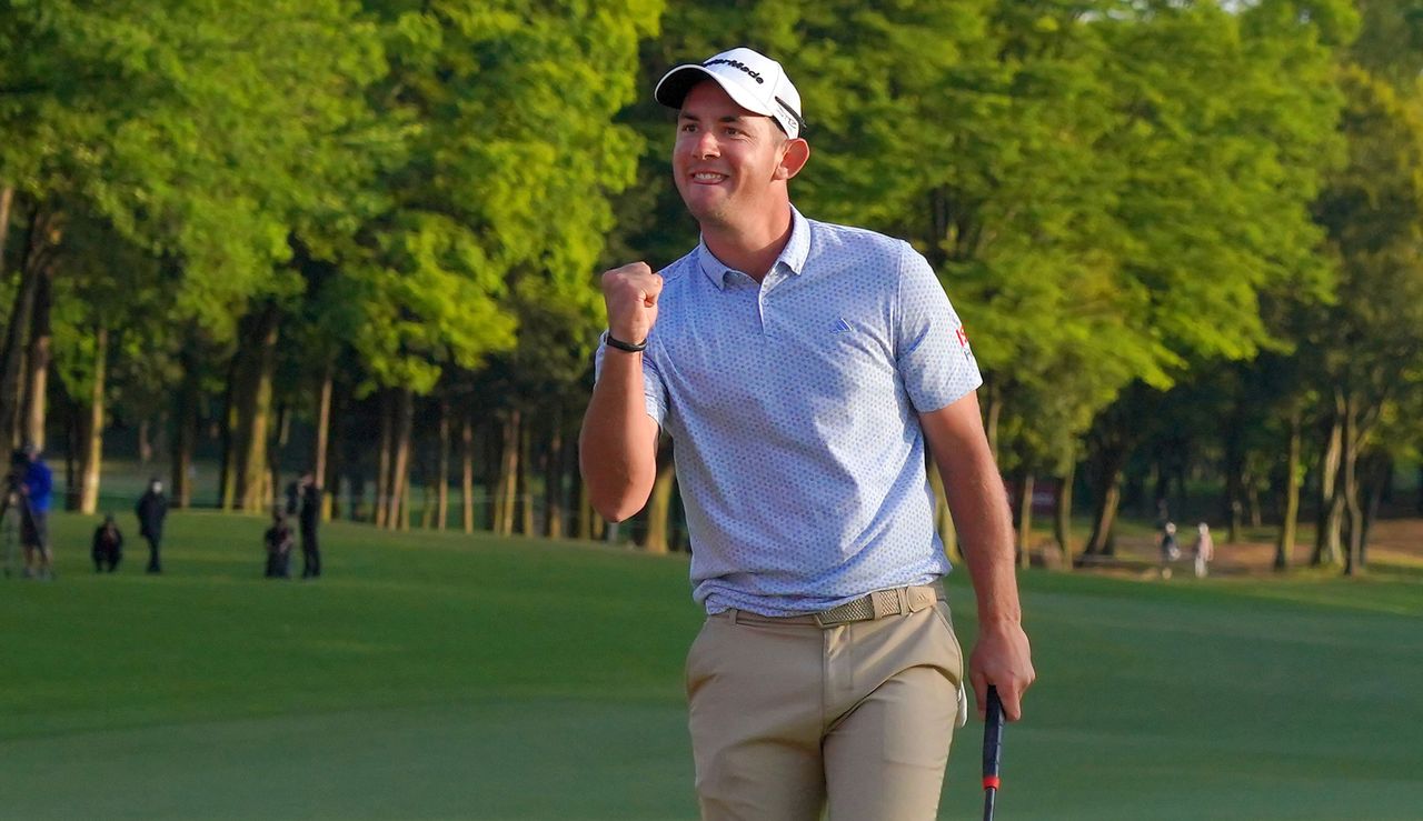 Lucas Herbert fist pumps after securing a playoff victory