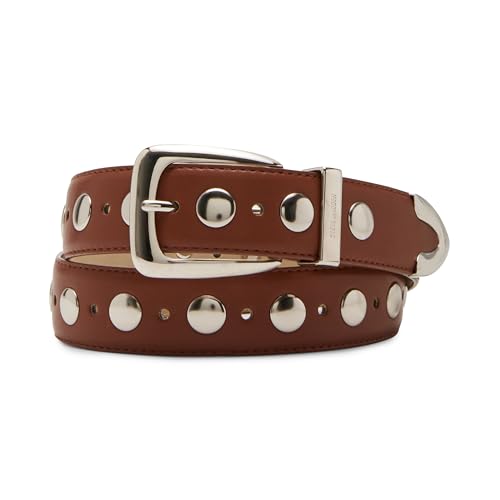 Steve Madden Kingston Studded Everday Casual Work Pant Belt, Cognac, Xl