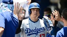 Shohei Ohtani is seen during a Los Angeles Dodgers and Tampa Bay Rays game in August 2025.