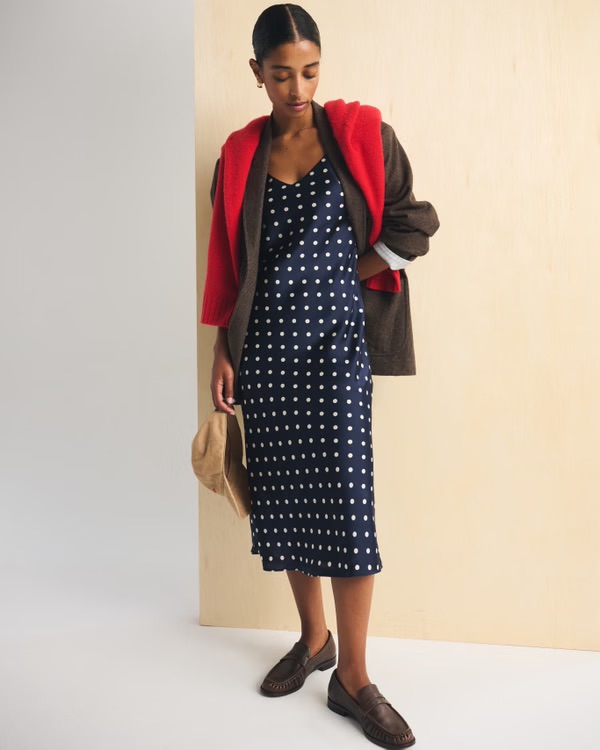Abercrombie, Bra-Free Satin Slip Midi Dress