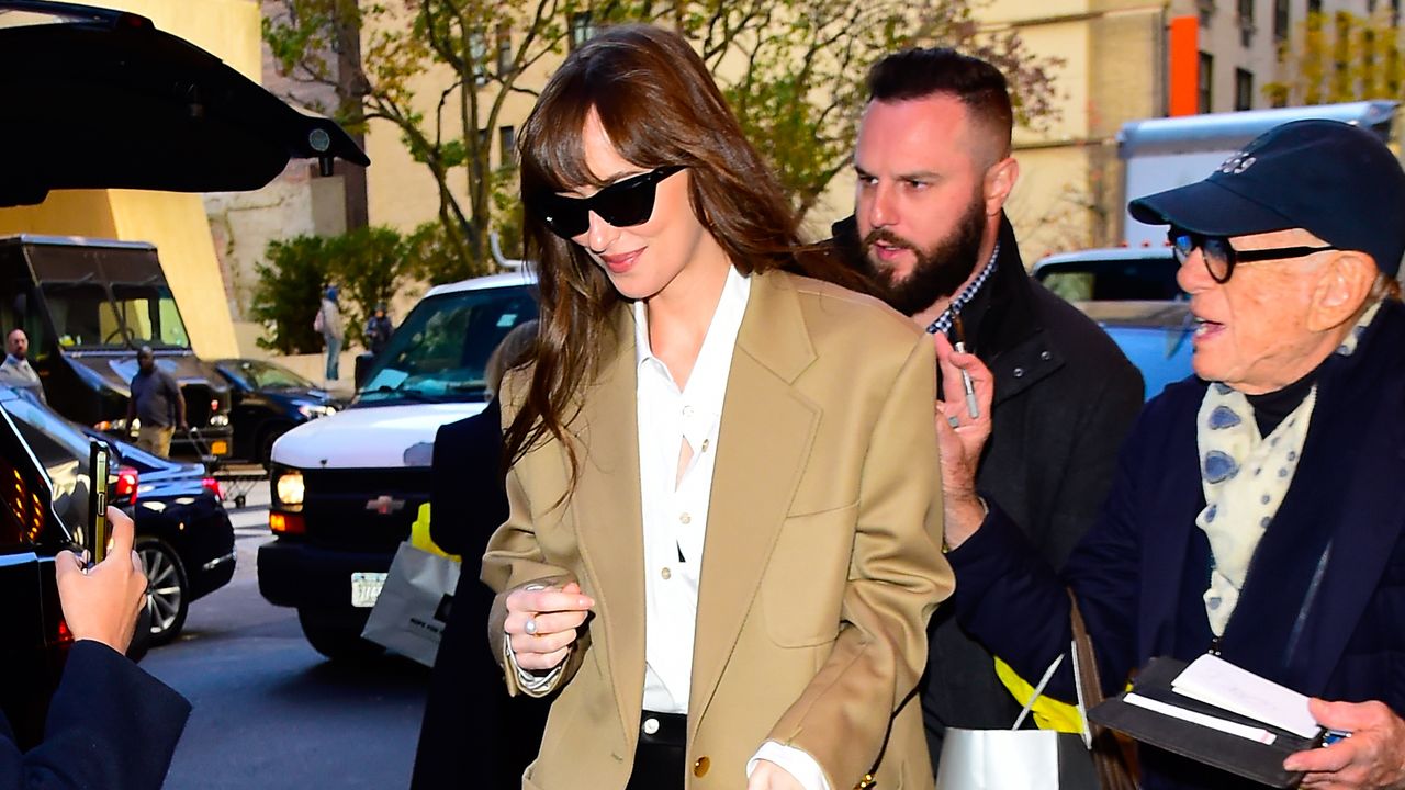 Dakota Johnson in an oversized blazer.