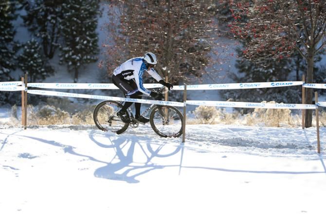 Carl Decker leads the way over the snow-covered course