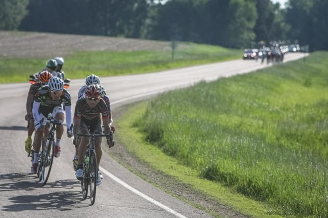 Another break goes up the road in the mens race.