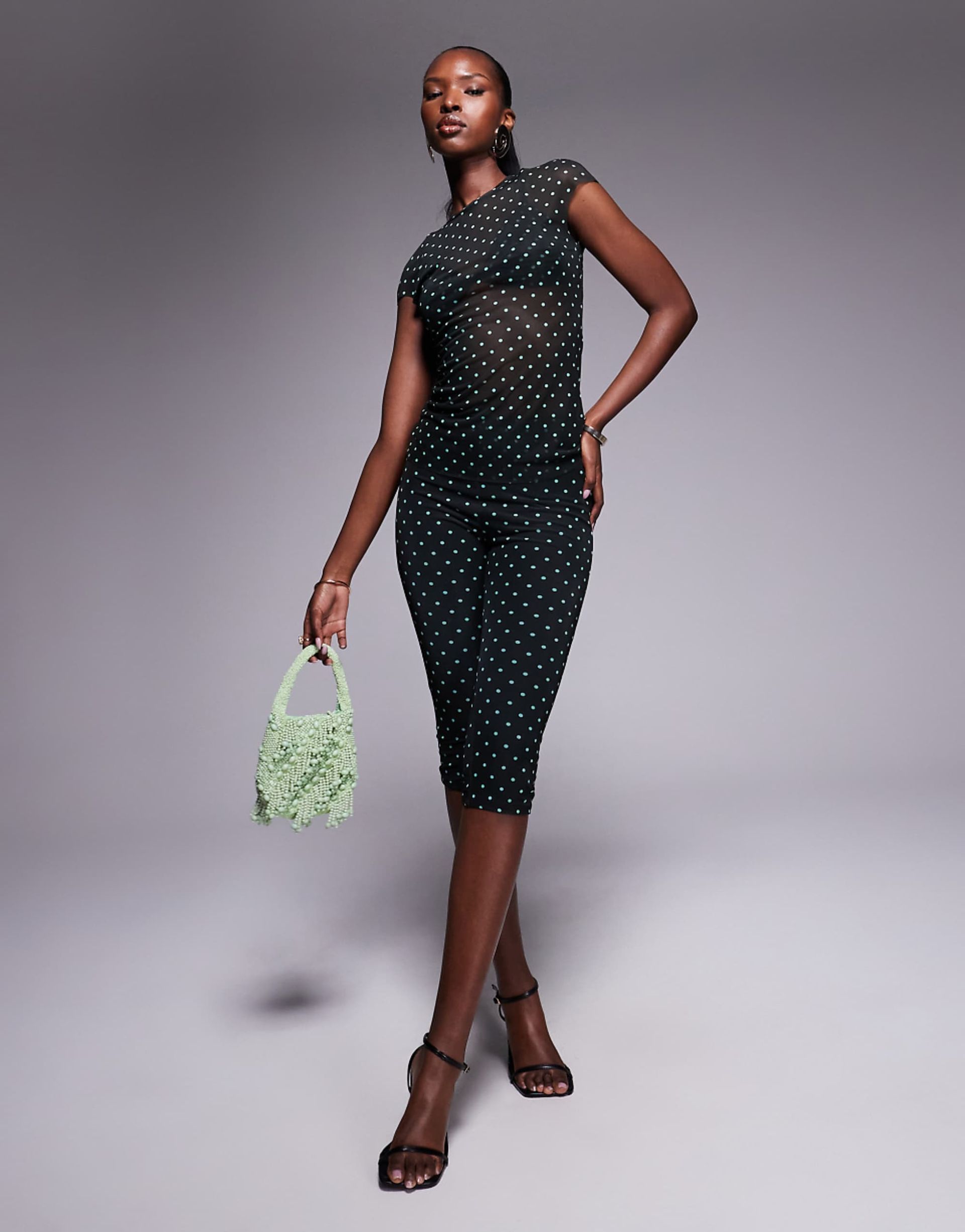 Afrm Power Mesh Capri Pant Co-Ord in Black Spot