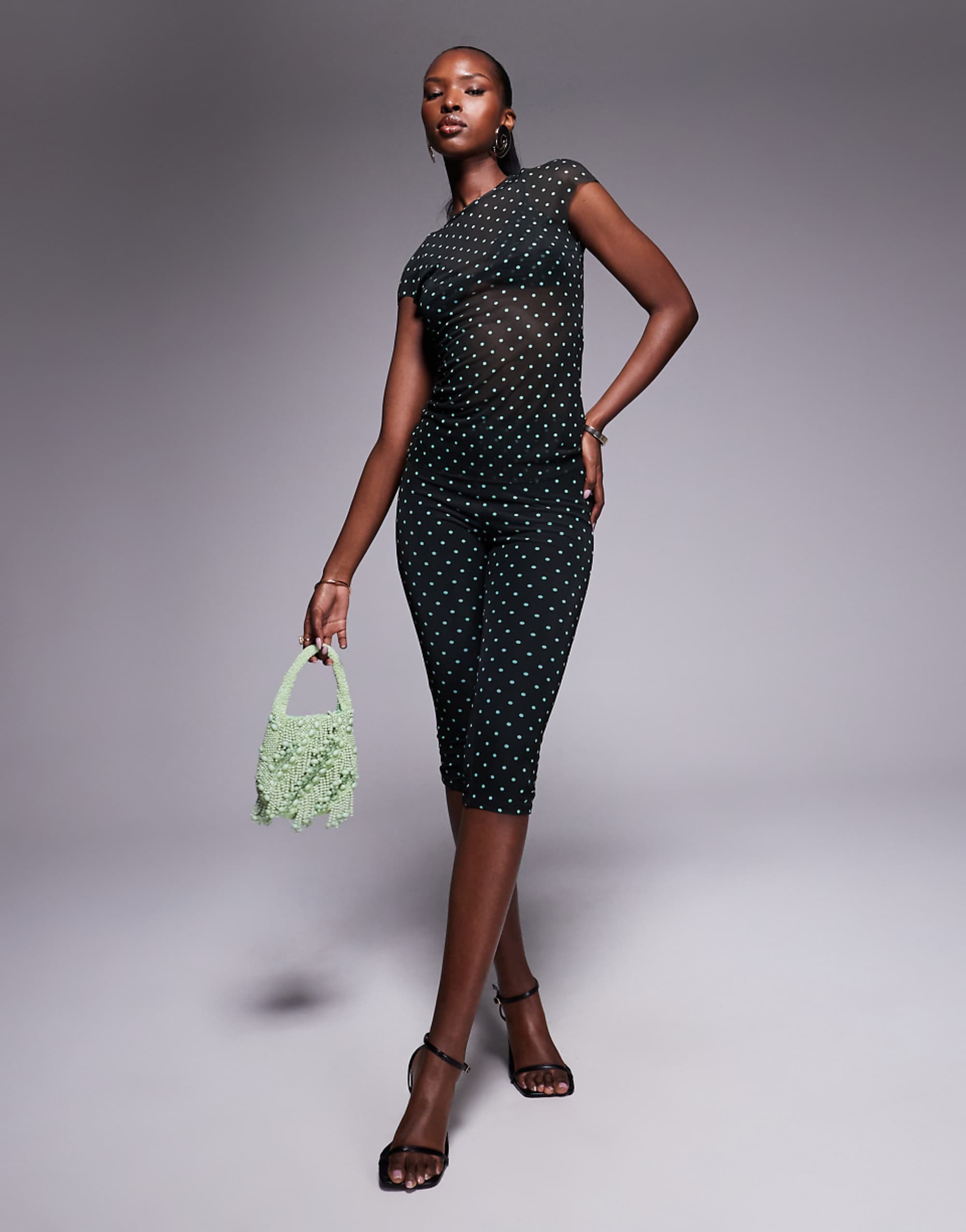 Afrm Power Mesh Capri Pant Co-Ord in Black Spot