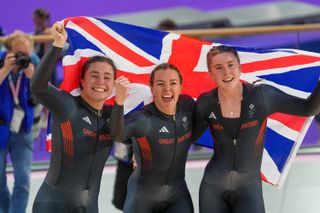 Team GB women's sprint squad of Emma Finucane, Sophie Capewell and Katy Marchant