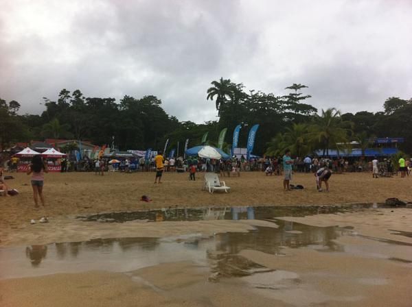 A view of the finish area on the beach