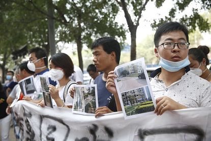 Protesters in Tianjin.