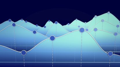 digital illustration of financial chart with blue curves