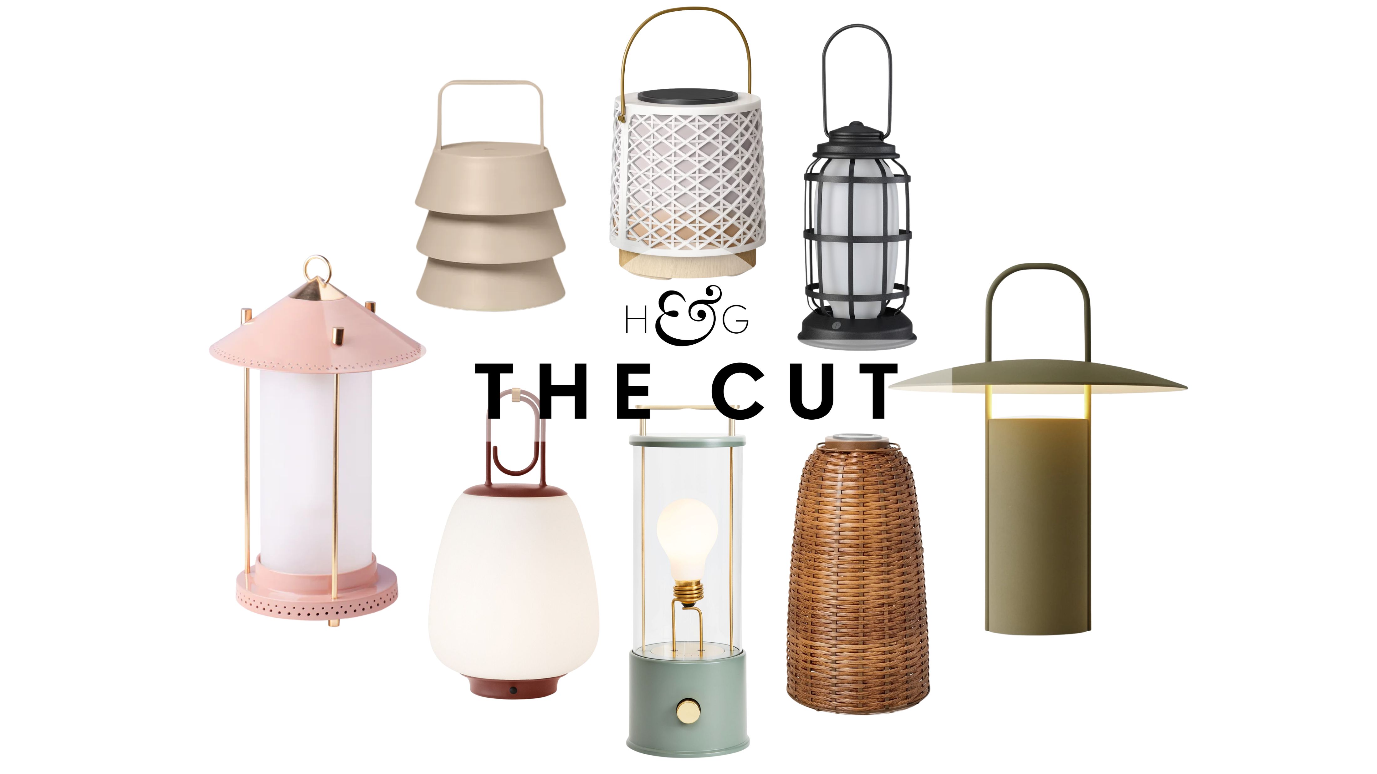 Assorted outdoor lanterns pictured against a white background
