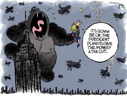 Political Cartoon U.S. Trump King Kong GOP payroll tax cuts gorilla