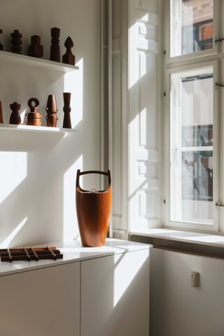 Display of Jens Quistgaard's wooden objects