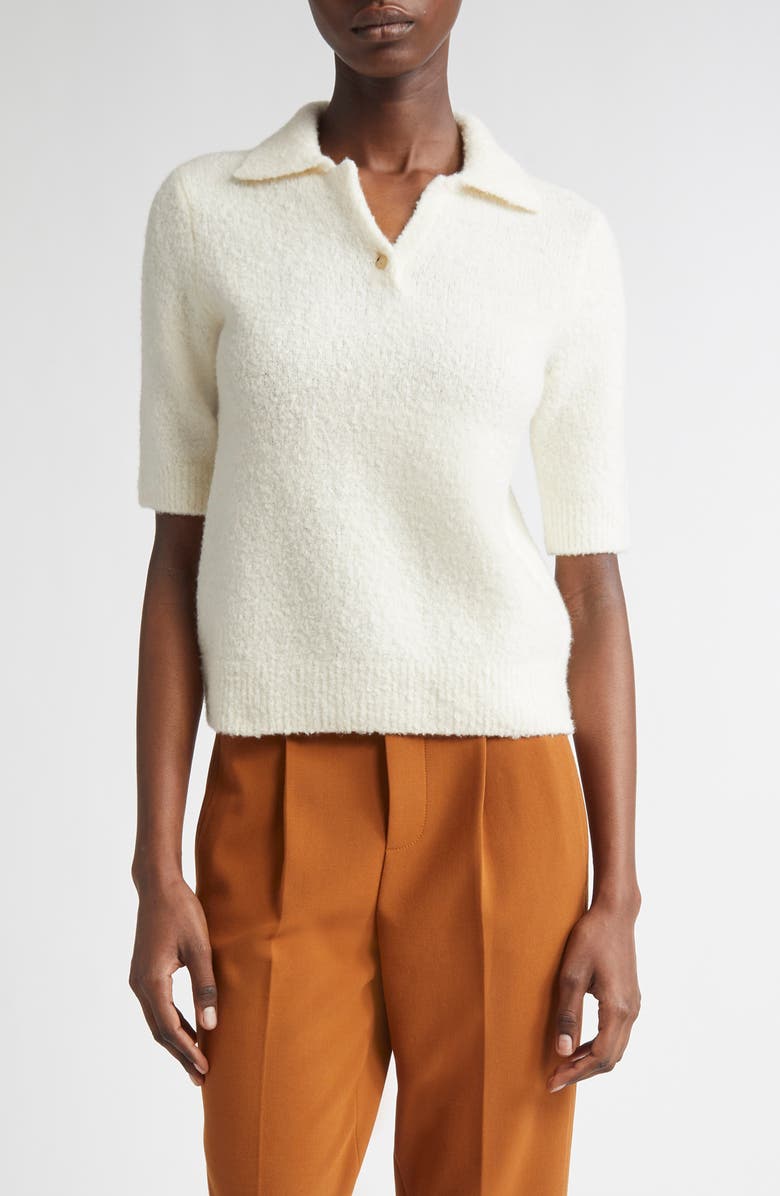 Bouclé Short Sleeve Polo Sweater