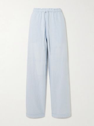 Wide-leg pants in a cotton and linen blend