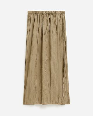 Crinkled Drawstring Midi Skirt