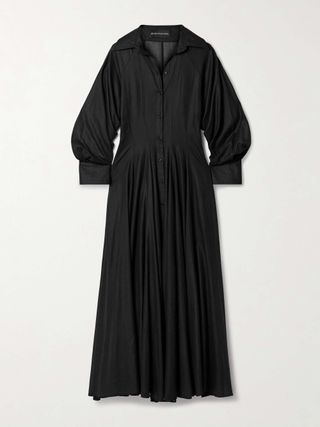 The Virginia Gathered Cotton-Voile Midi Shirt Dress