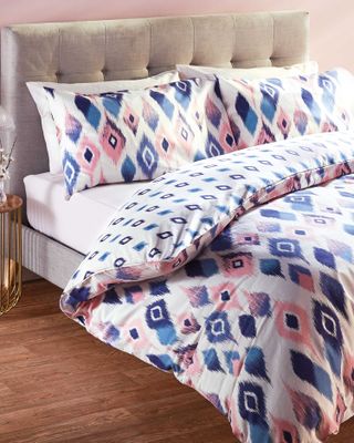 Double printed duvet set pink and blue