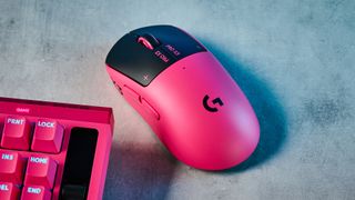 The Logitech G Pro X3 SuperStrike on a stone surface