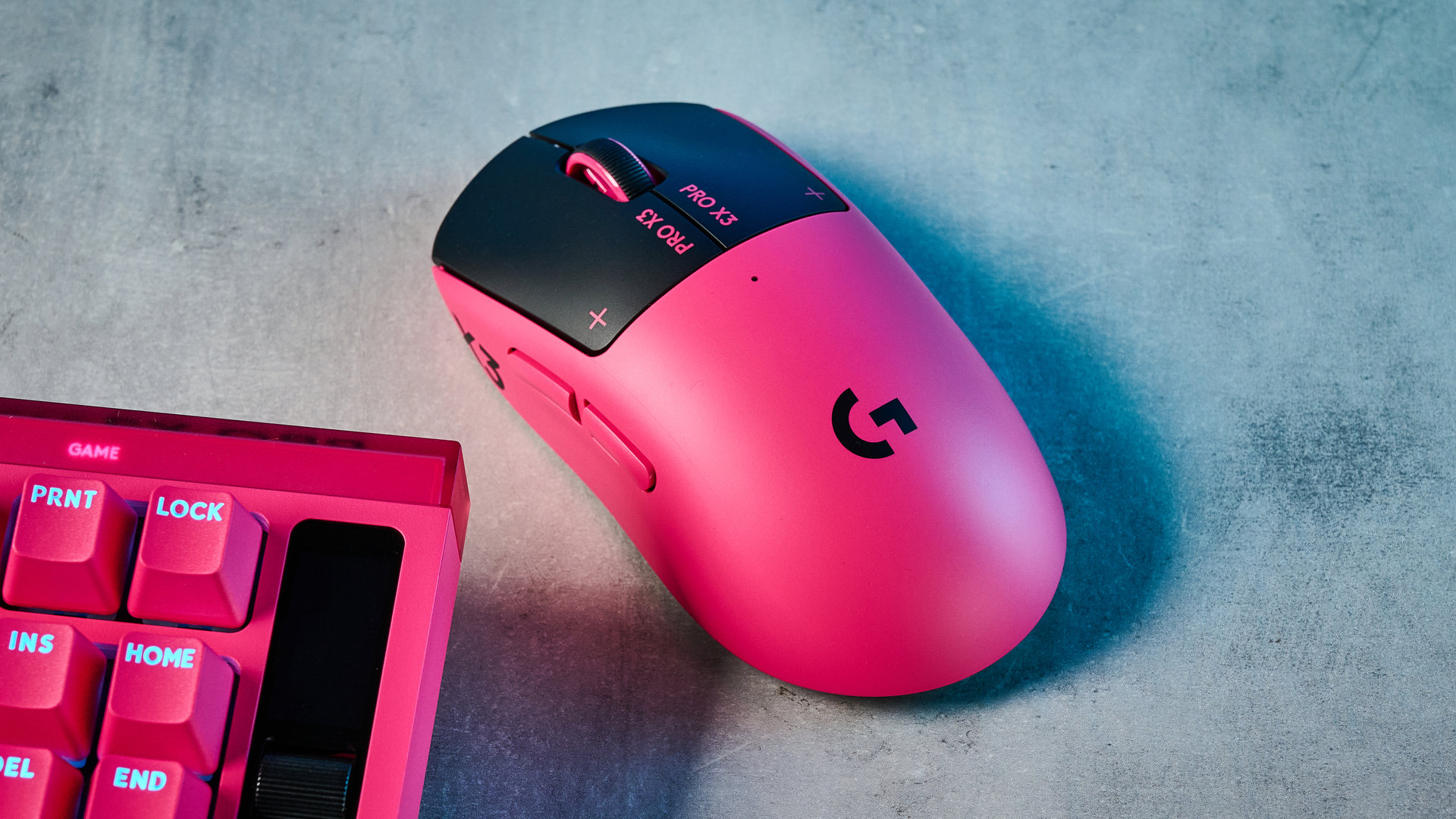 The Logitech G Pro X3 SuperStrike on a stone surface