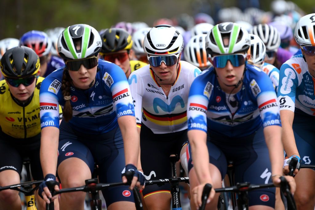 TERUEL SPAIN APRIL 30 Liane Lippert of Germany and Movistar Team competes during the 10th La Vuelta Femenina 2024 Stage 3 a 1303km stage from Lucena del Cid to Teruel UCIWWT on April 30 2024 in Teruel Spain Photo by Alex BroadwayGetty Images